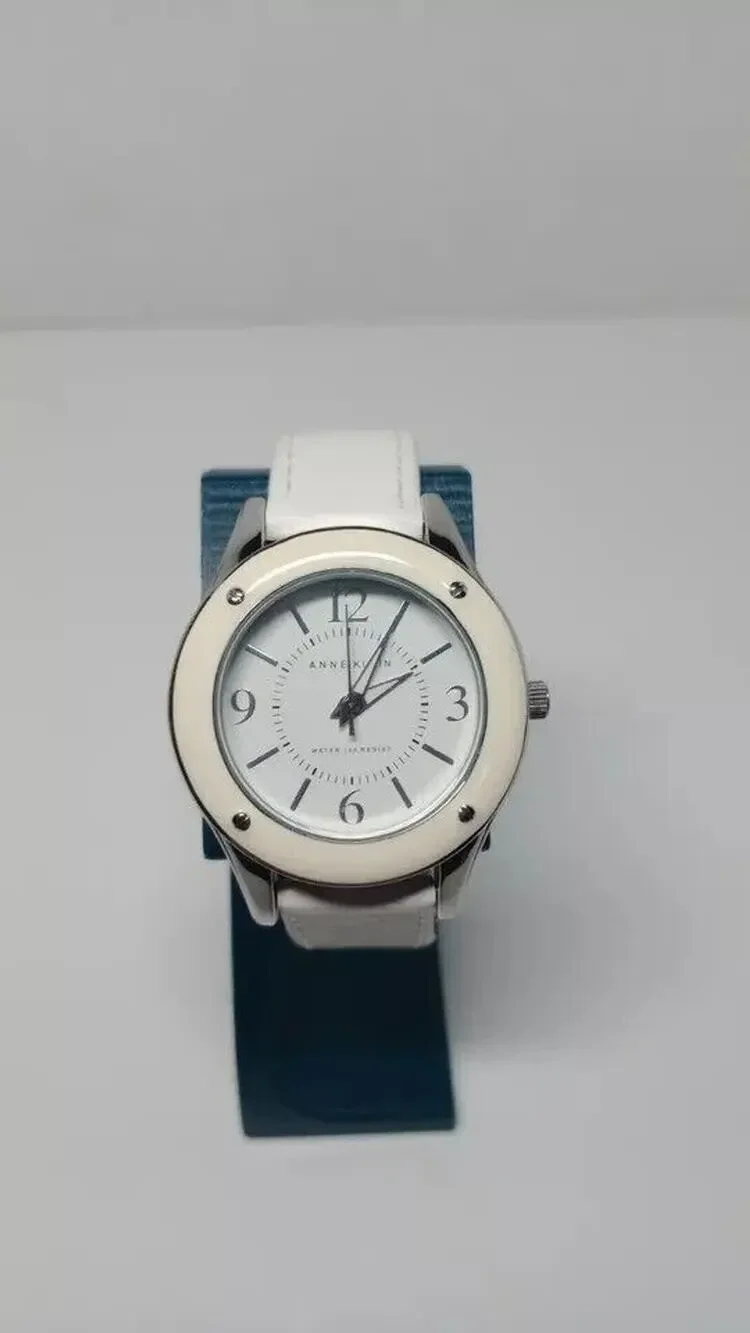 Anne Klein AK1129 Women's Watch White Band & Dial Mixed Leather Band